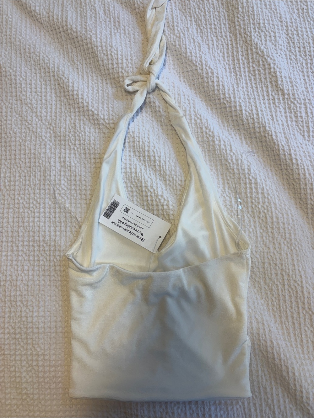 12th Tribe White Halter Crop Top - Picture 2 of 3